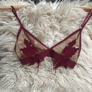 For Love and Lemons Maroon Lace Bralette